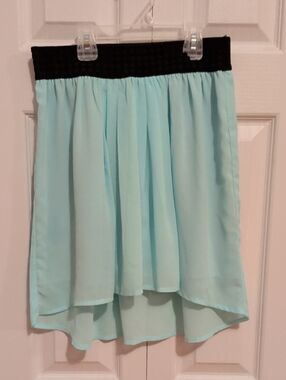Light Blue Skirt with Black Waistband